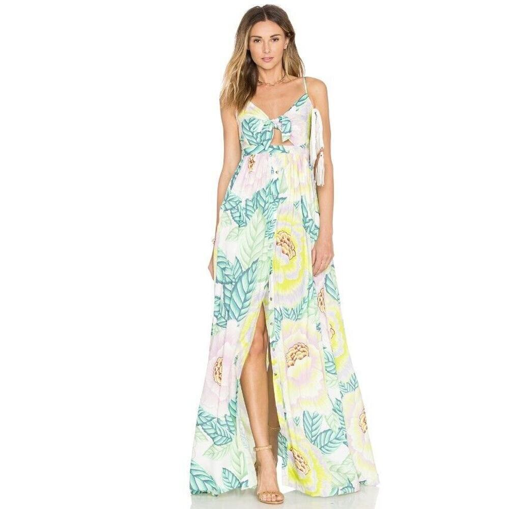 Mara Hoffman Tie-front Flora Stone Maxi Dress Size 2 #1E501